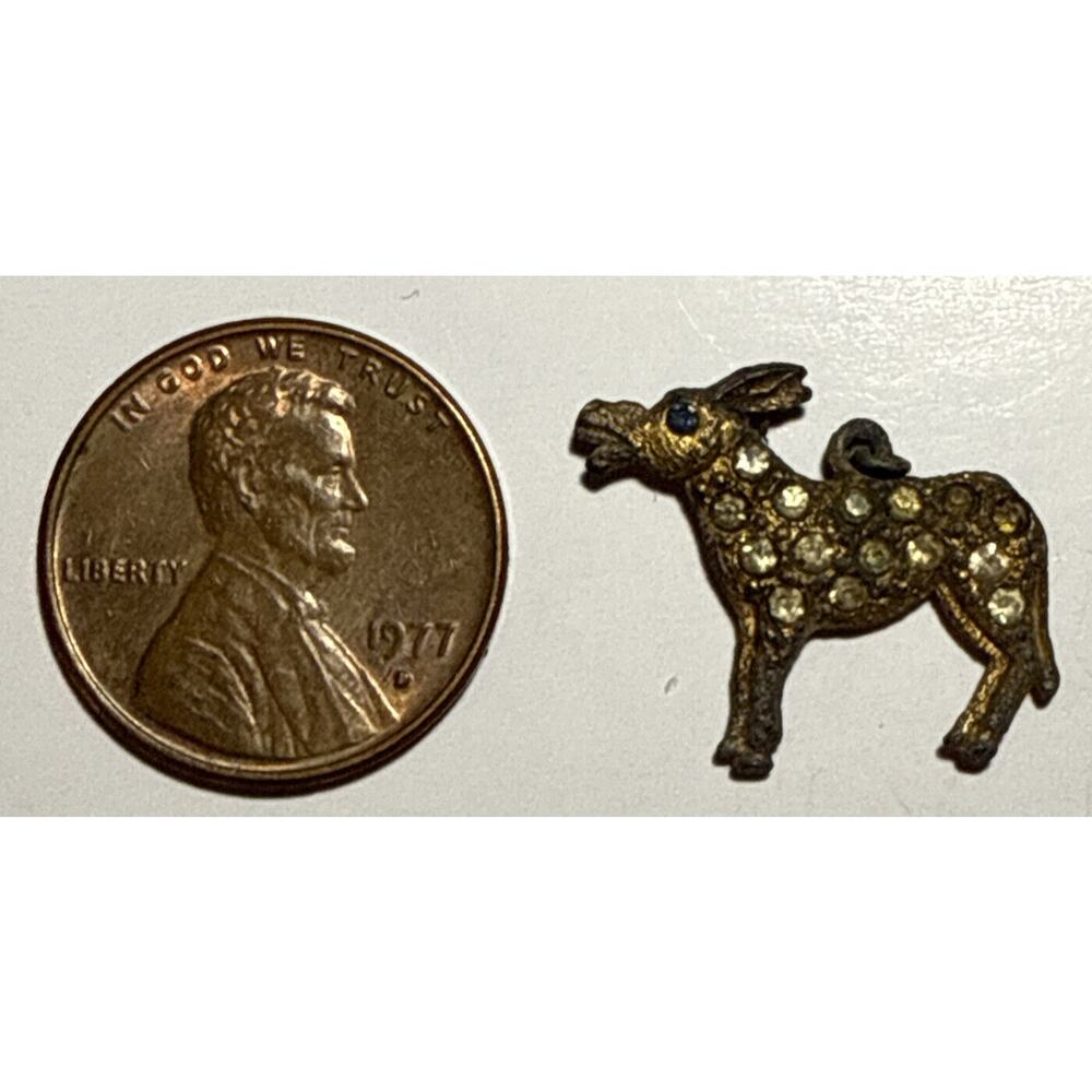 Vintage Metallic Rhinestone Donkey Cracker Jackβ Charm 1C